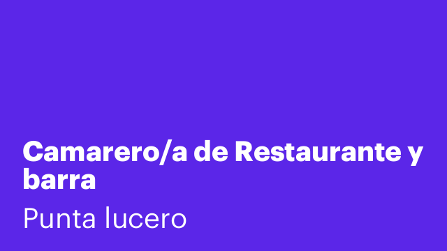 Camarero/a de Restaurante y barra