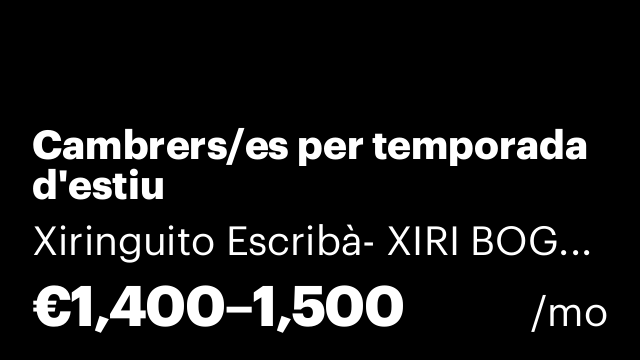 Cambrers/es per temporada d'estiu