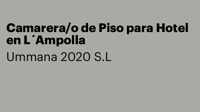 Camarera/o de Piso para Hotel en L´Ampolla