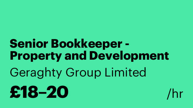Senior Bookkeeper - Property and Development (Part-Time)