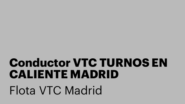 Conductor VTC TURNOS EN CALIENTE MADRID