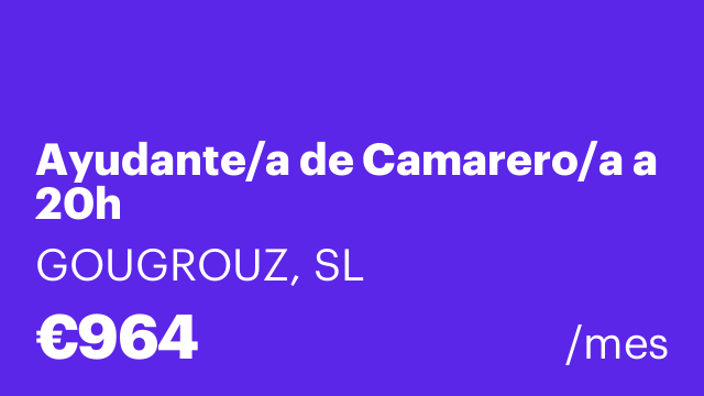 Ayudante/a de Camarero/a a 20h