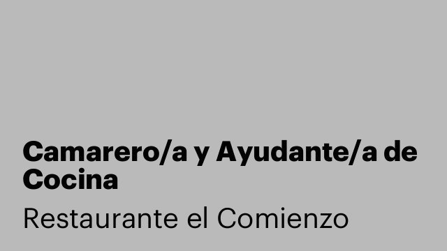Camarero/a y Ayudante/a de Cocina