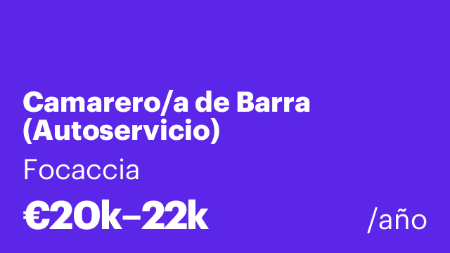 Camarero/a de Barra (Autoservicio)