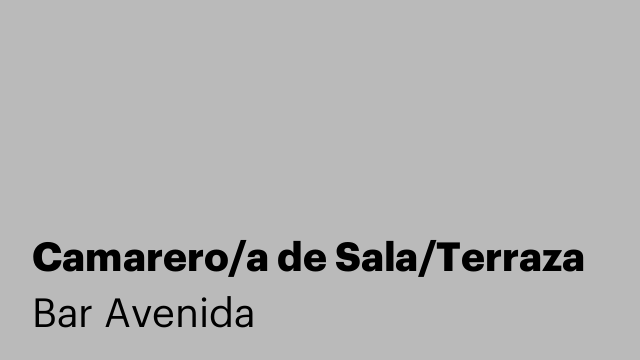 Camarero/a de Sala/Terraza