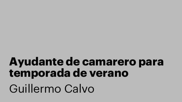 Ayudante de camarero para temporada de verano