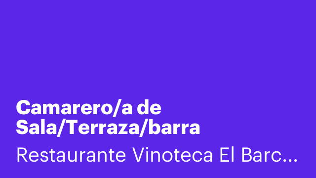 Camarero/a de Sala/Terraza/barra