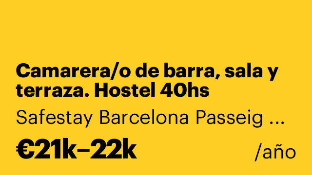Camarera/o de barra, sala y terraza. Hostel 40hs