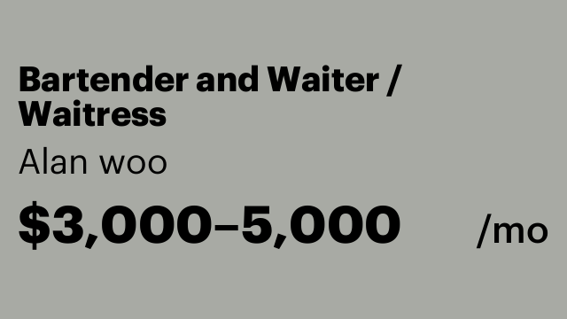 Bartender and Waiter / Waitress