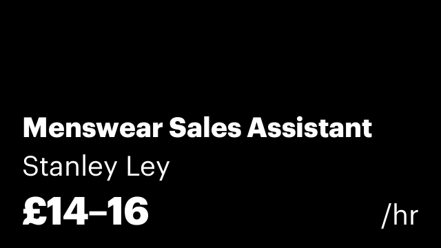 Menswear Sales Assistant