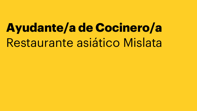 Ayudante/a de Cocinero/a