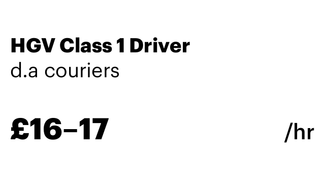 HGV Class 1 Driver