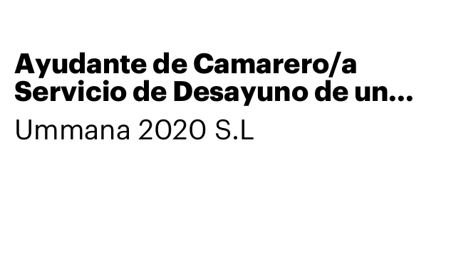 Ayudante de Camarero/a Servicio de Desayuno de un Hotel en Barcelona