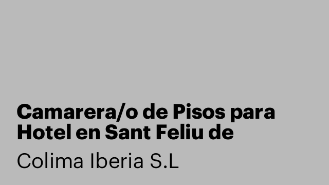 Camarera/o de Pisos para Hotel en Sant Feliu de Guíxols