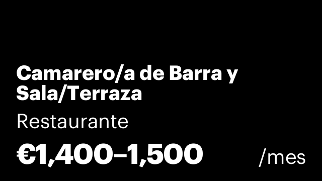 Camarero/a de Barra y Sala/Terraza