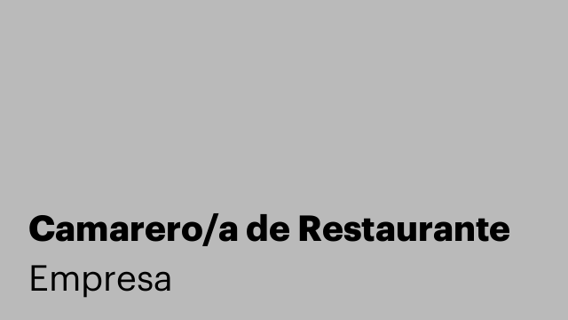 Camarero/a de Restaurante