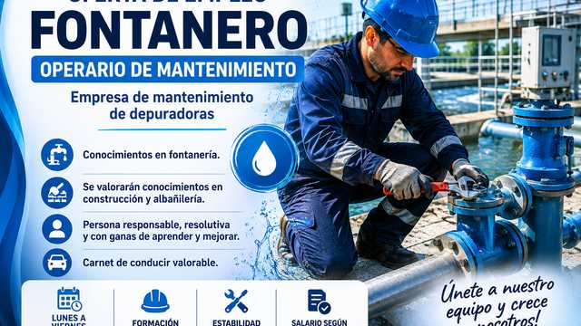 OFERTA DE EMPLEO – FONTANERO / OPERARIO DE MANTENIMIENTO