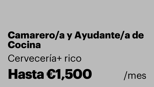Camarero/a y Ayudante/a de Cocina