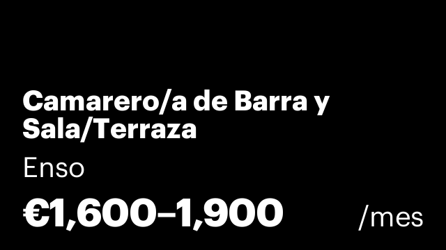 Camarero/a de Barra y Sala/Terraza