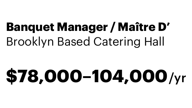 Banquet Manager / Maître D’