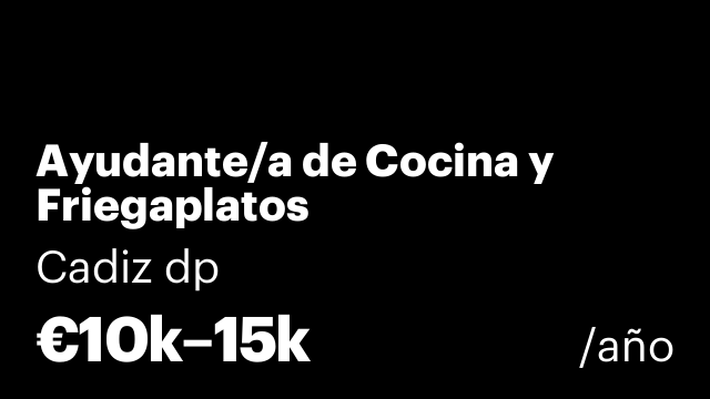 Ayudante/a de Cocina y Friegaplatos