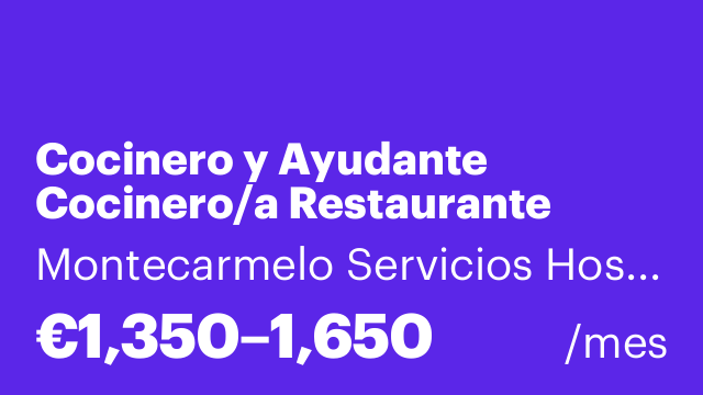 Cocinero y Ayudante Cocinero/a Restaurante Montecarmelo