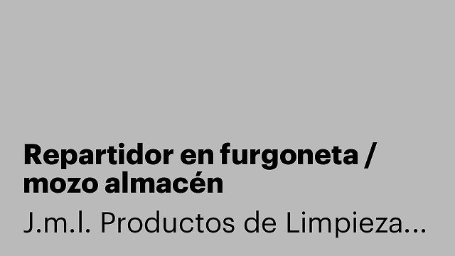 Repartidor en furgoneta / mozo almacén