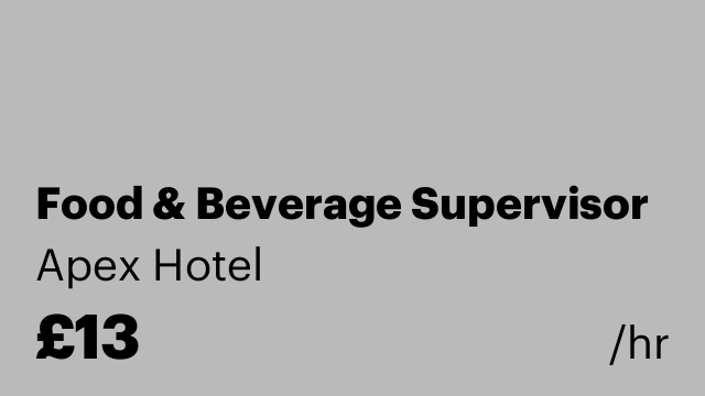 Food & Beverage Supervisor