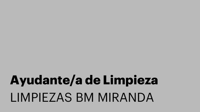 Ayudante/a de Limpieza