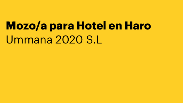 Mozo/a para Hotel en Haro