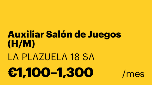 Auxiliar Salón de Juegos (H/M)