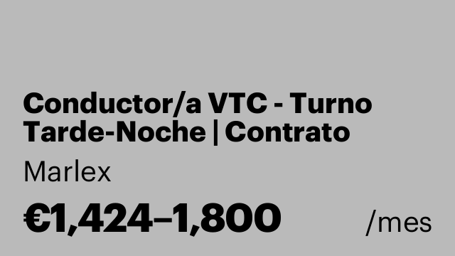 Conductor/a VTC - Turno Tarde-Noche | Contrato indefinido | Base Hospitalet (Barcelona) | Sin experiencia