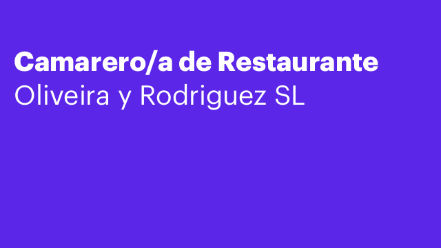 Camarero/a de Restaurante