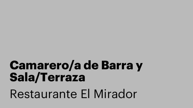 Camarero/a de Barra y Sala/Terraza
