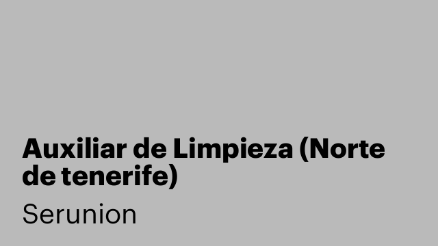 Auxiliar de Limpieza (Norte de tenerife)
