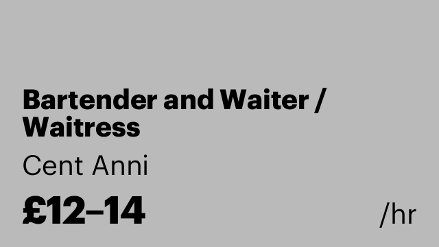 Bartender and Waiter / Waitress