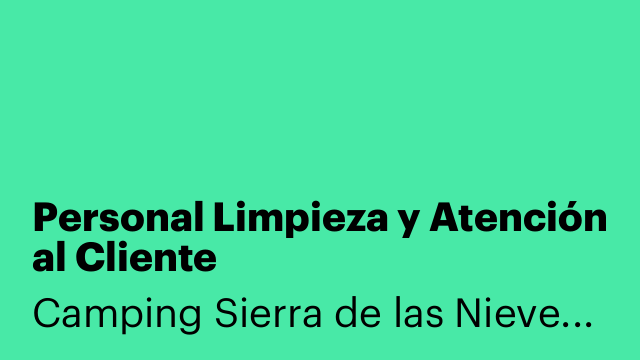 Personal Limpieza y Atención al Cliente
