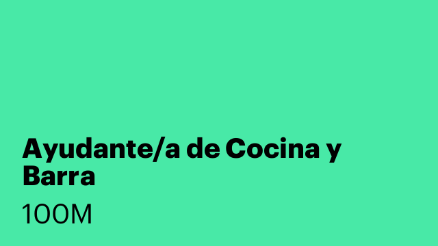 Ayudante/a de Cocina y Barra
