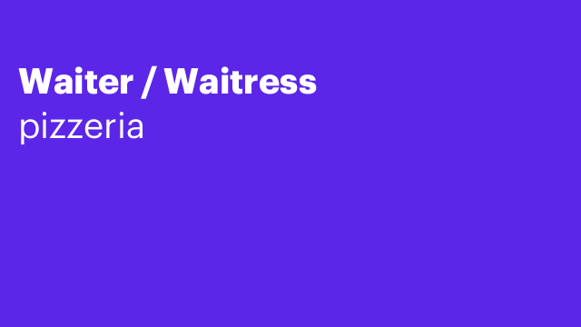 Waiter / Waitress