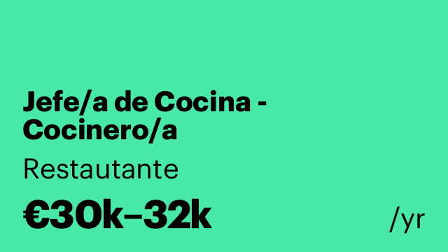Jefe/a de Cocina - Cocinero/a