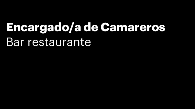 Encargado/a de Camareros