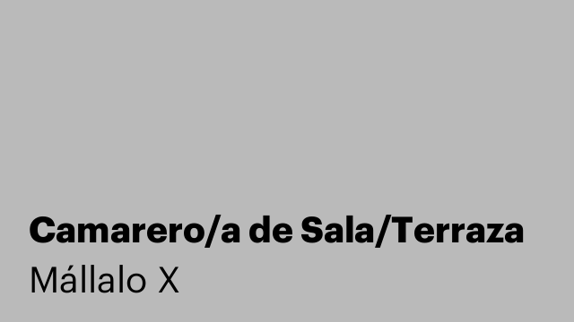 Camarero/a de Sala/Terraza