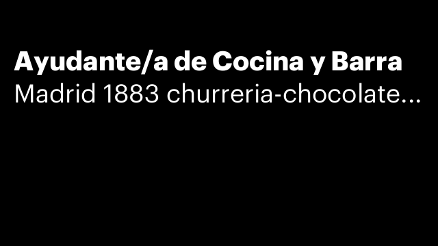 Ayudante/a de Cocina y Barra