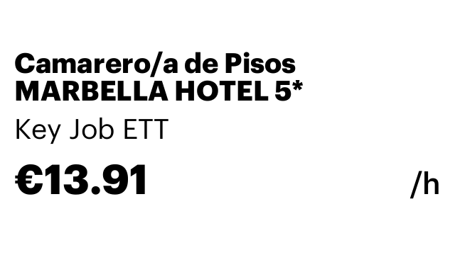 Camarero/a de Pisos MARBELLA HOTEL 5*