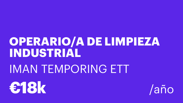 OPERARIO/A DE LIMPIEZA INDUSTRIAL