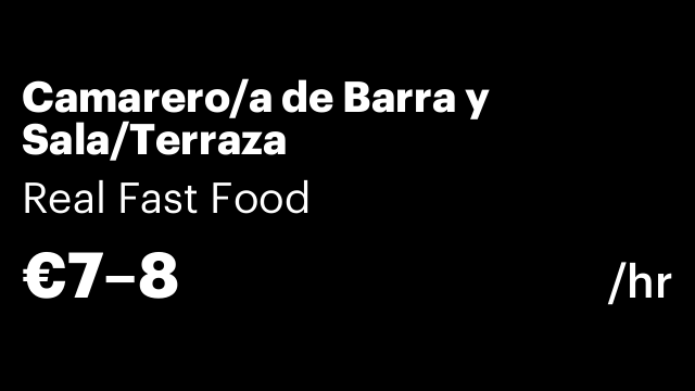 Camarero/a de Barra y Sala/Terraza