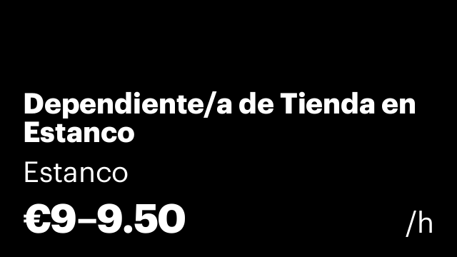 Dependiente/a de Tienda en Estanco