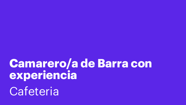 Camarero/a de Barra con experiencia