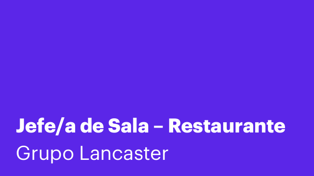 Jefe/a de Sala – Restaurante