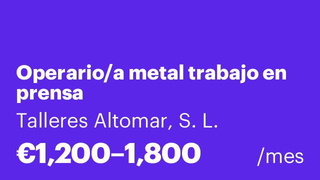 Operario/a metal trabajo en prensa